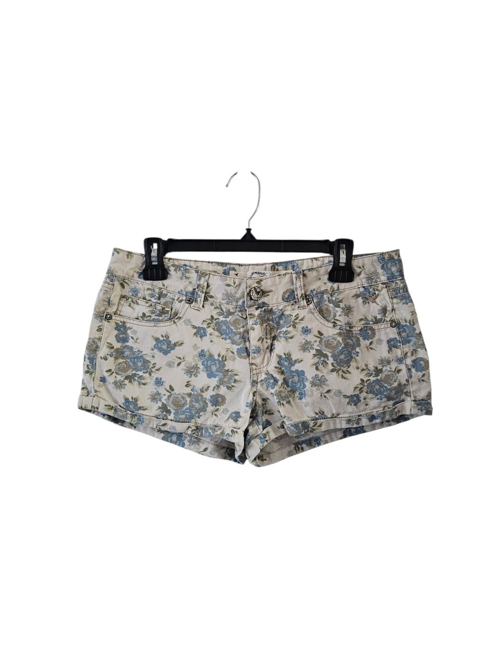 Grane Blue Green Floral Jean Shorts Size 7 Low Rise